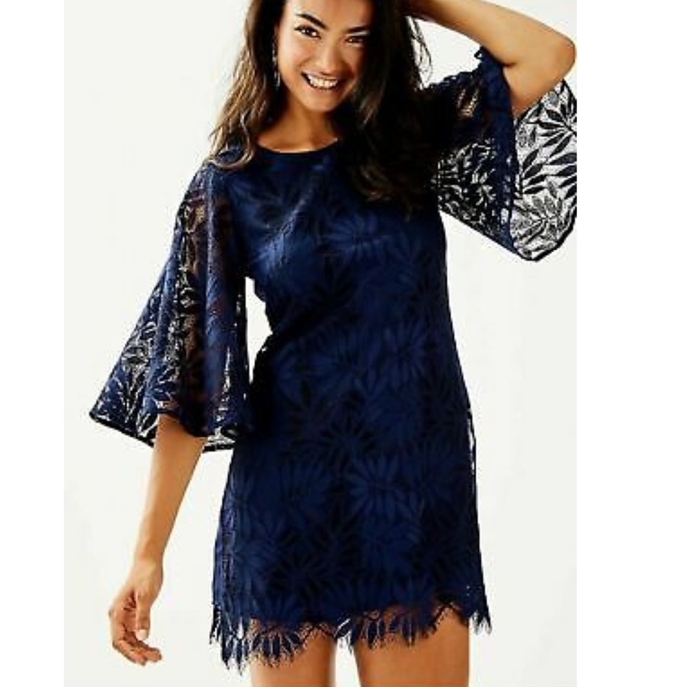 Lilly Pulitzer Navy Lace Jackelin Romper, Size 8
